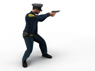 policeman gun in hand ready to shoot 3D model