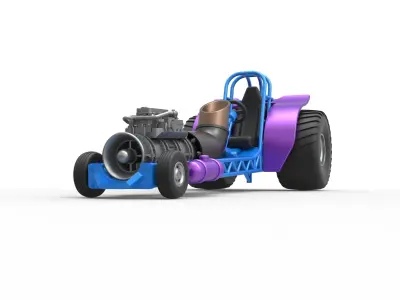Mini Rod pulling tractor with jet engine Scale 1 to 25 3D print model