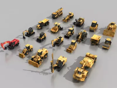 Mining and Construction Heavy Machinery Complete 3D Asset Pack 3D model