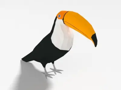Low Poly Cartoon Toucan Bird Low-poly 3D model
