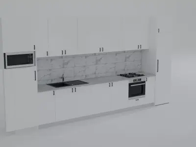 Straight Kitchen Low-poly 3D model