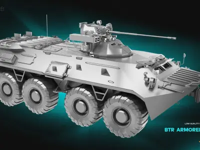 BTR Armored Truck - Low Poly Background Filler 3D model