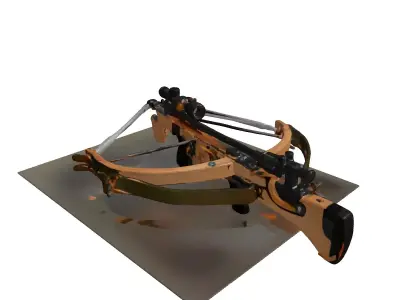 Broken Wooden Crossbow with Bolts 3D model