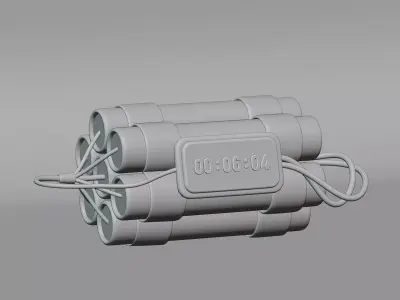 Cartoon Digital Time Bomb Dynamite Low-poly 3D model