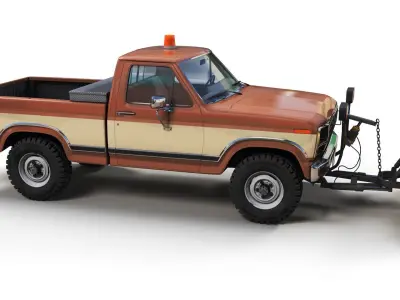 Snow plow pickup truck Low-poly 3D model