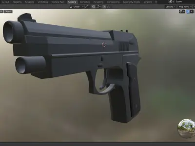 Low Poly Beretta M9 Pistol Low-poly 3D model