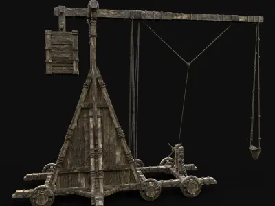 TREBUCHET CONSTRUCTION WAR MACHINE MEDIEVAL SIEGE ENGINE BATTLE Low-poly 3D model