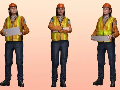 Female Construction Worker Character Model Free 3D model