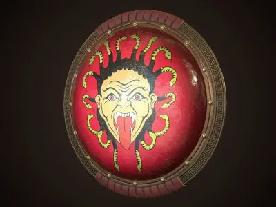 Hoplite Shield Gorgon Low-poly 3D model