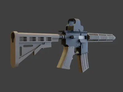 Detailed Modular AR-15 Assault Rifle Beige Edition Low-poly 3D model