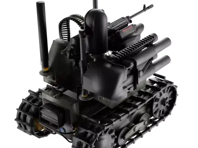 Military robot tank Low-poly 3D model