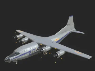 China Yun-8 Transport Aircraft Family High tech series aircraft Low-poly 3D model