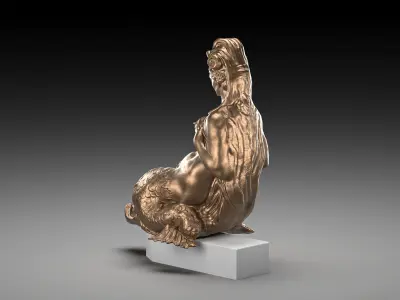 Mermaid bronze Low-poly 3D model