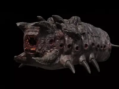 Mutant alien worm Low-poly 3D model