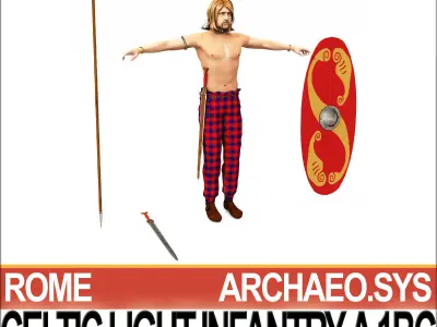 Ancient Celtic Light Infantry A 1BC with Poser Daz Props 3D model