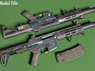 AR15 - RD300 Special Purpose Rifle - 4K PBR - 9143 TRIS Low-poly 3D model