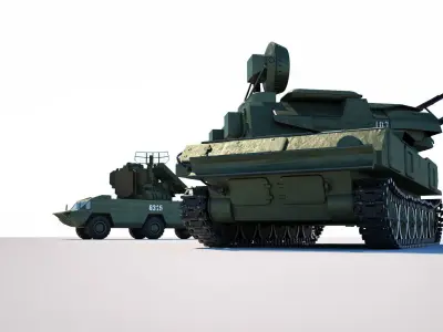 Mid poly model of ZSU-23-4 Shilka Low-poly 3D model