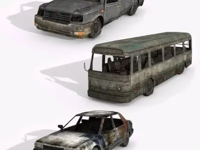 Damaged Rusted Vehicles - Junkyard Part 1 Low-poly 3D model
