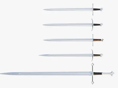 Collection medieval swords 01-05 plus old textures and sheaths 3D model