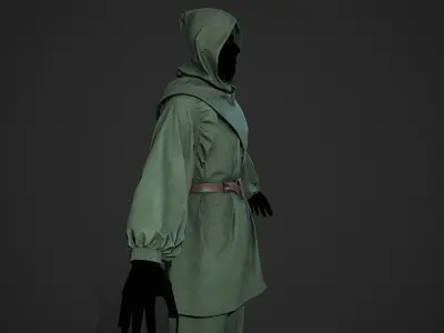 Green Medieval Outfit Low-poly 3D model