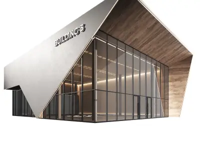 Commercial building 3 Exhibition salon Trade pavilion showroom 3D model