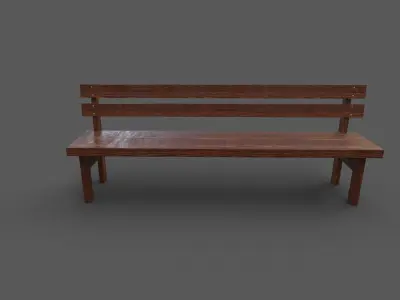 Old Wood Bench Low-poly 3D model get