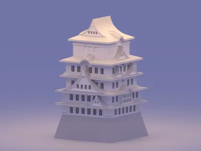 Cartoon Japanese Himeji Castle 3D model