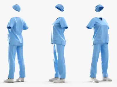Bloody Medical Scrubs Set No Body Blue 3D model