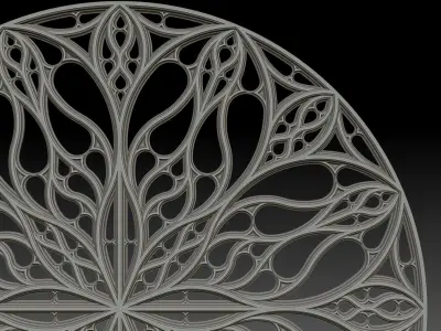 Gothic pattern decorative round window grille model 3D print model