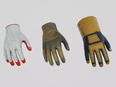 Worker gloves Low-poly 3D model