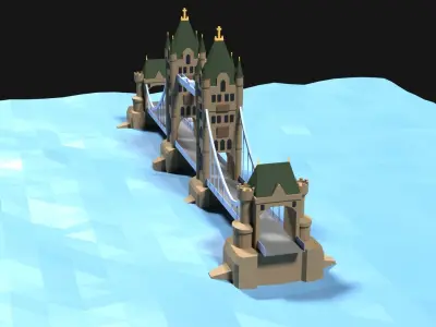 Lowpoly Tower Bridge Low-poly 3D model