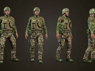 Dynamic Low-Poly Rigged Soldier Model - Military 3D Asset Free low-poly 3D model