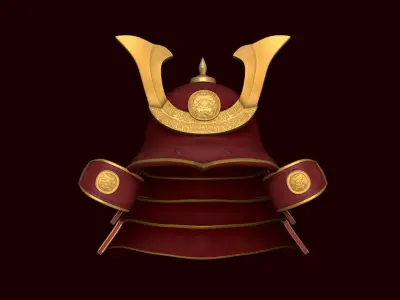 Samurai Helmet - Japanese Culture - Medieval Character Low-poly 3D model