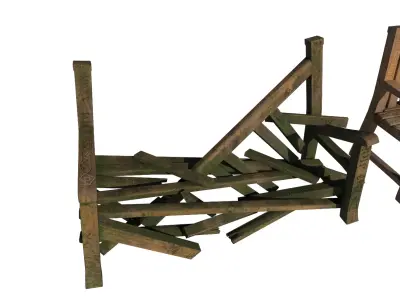 Wooden Bench Pack - Intact and Broken - Unity Prefabs - Low-poly 3D model