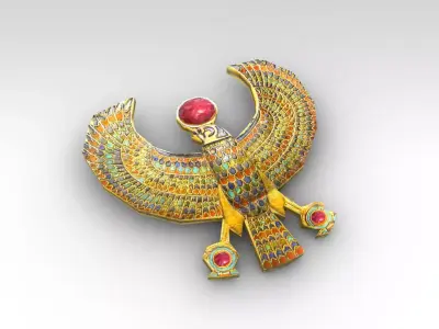 Egyptian horus golden falcon Low-poly 3D model