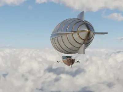 Steampunk airship Low-poly 3D model