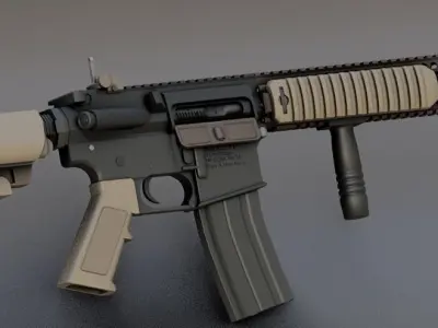 M4 CQBR MK18 with Customize Attachments Low-poly 3D model