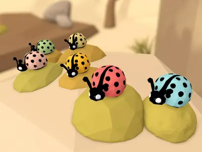 Cartoon Ladybugs -LOW POLY Low-poly 3D model