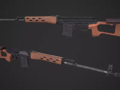 SVD Dragunov Sniper Rifle Low-poly 3D model