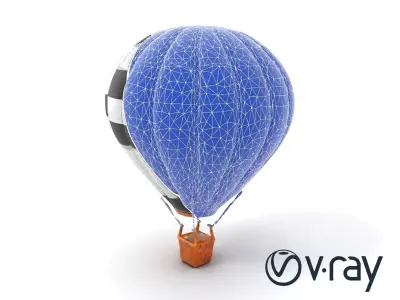 Classic Hot Air Balloon Checkerboard Model Pack Low-poly 3D model