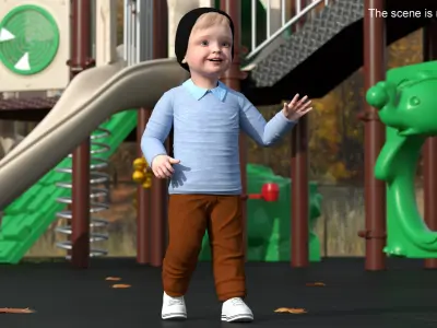 Child in Fall Clothes Rigged 3D model
