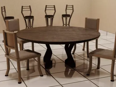 Modern Dining and Bar Furniture Set 3D model