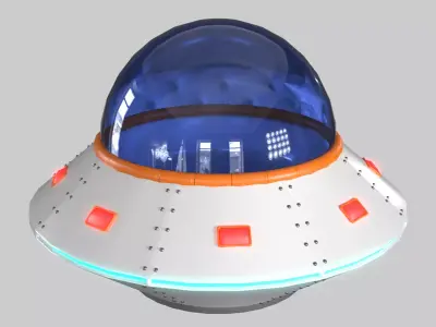 Cartoon UFO PBR Low-poly 3D model