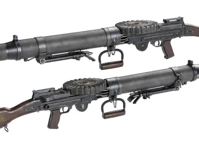 PBR British Lewis Machine Gun Low-poly 3D model