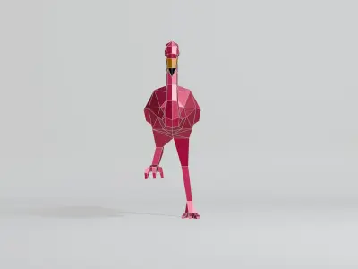 Polygonal Flamingo Low-poly 3D model
