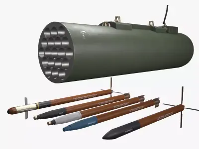 Rocket Launcher FZ225 With Missiles Low-poly 3D model