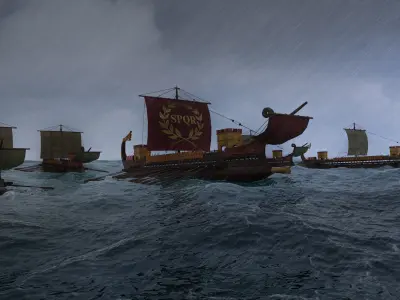 Roman Ship Galley Low-poly 3D model