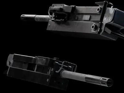 Remote control turret and grenade launcher Low-poly 3D model