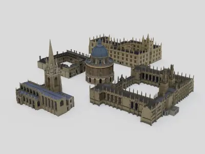Oxford University buildings with St Mary 3D model