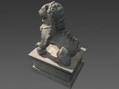 Chinese stone lion Low-poly 3D model